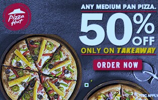 Get 50% off on Medium Pan pizza at Pizzahut resturant 8