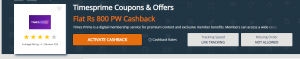 TimesPrime 1 Year Free Premium + Rs.800 Cashback to bank account 1