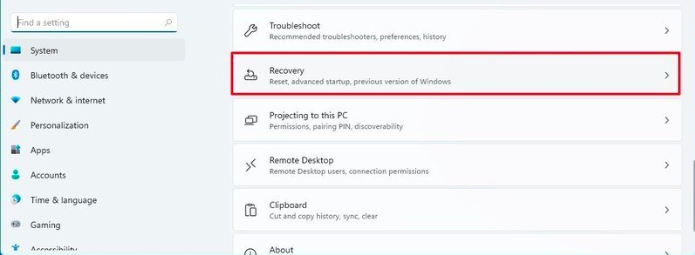 How to return to Windows 10 when Windows 11 preview doesn't work? 1 windows recovery option
