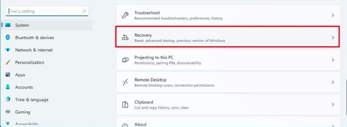 windows recovery option