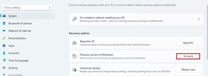 How to return to Windows 10 when Windows 11 preview doesn't work? 2 Go back