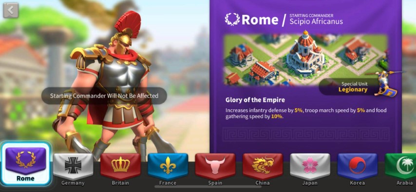 Best Civilizations/Nations of Rise of Kingdoms 1 rome civilization